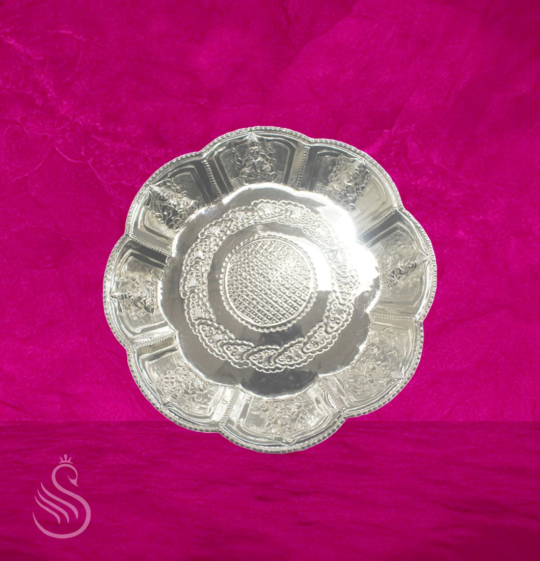 Silver Astalakshmi Pooja Plate - 757 Gm